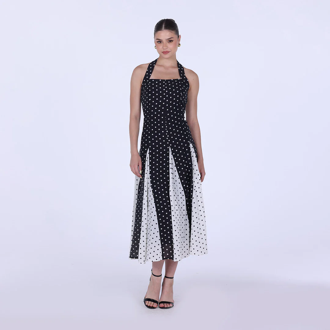 Polka Dot Flared Maxi Dress - Image 5