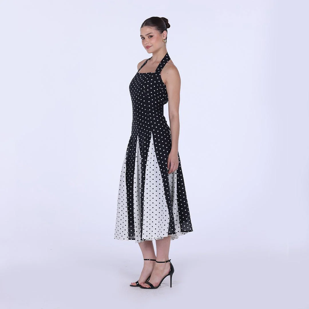 Polka Dot Flared Maxi Dress - Image 6
