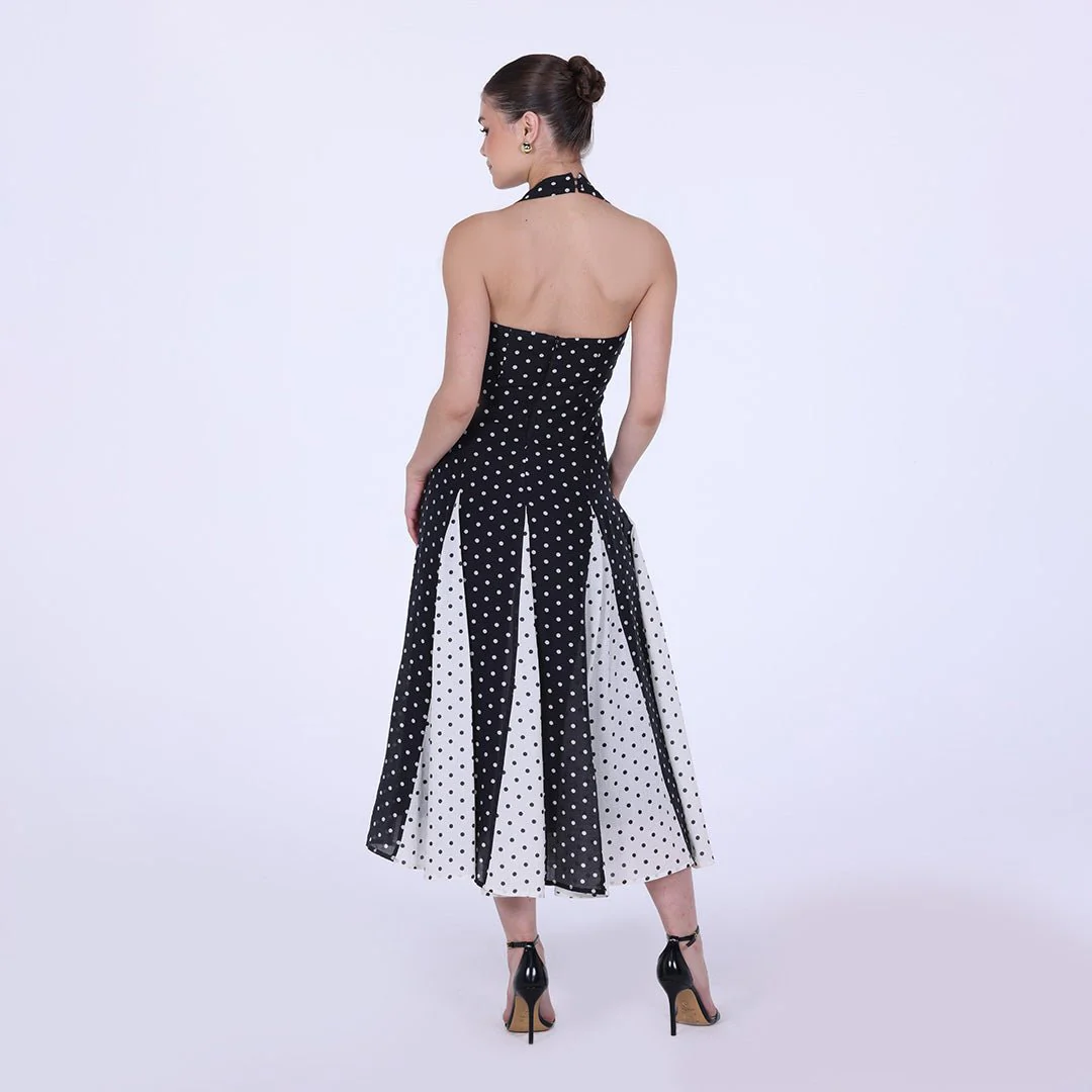 Polka Dot Flared Maxi Dress - Image 8
