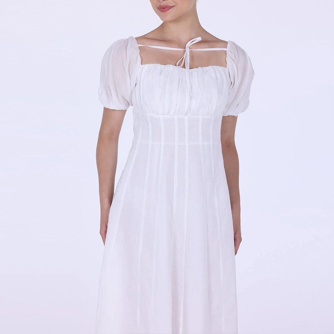 White Puff Short Sleeve Maxi Dress - Image 3
