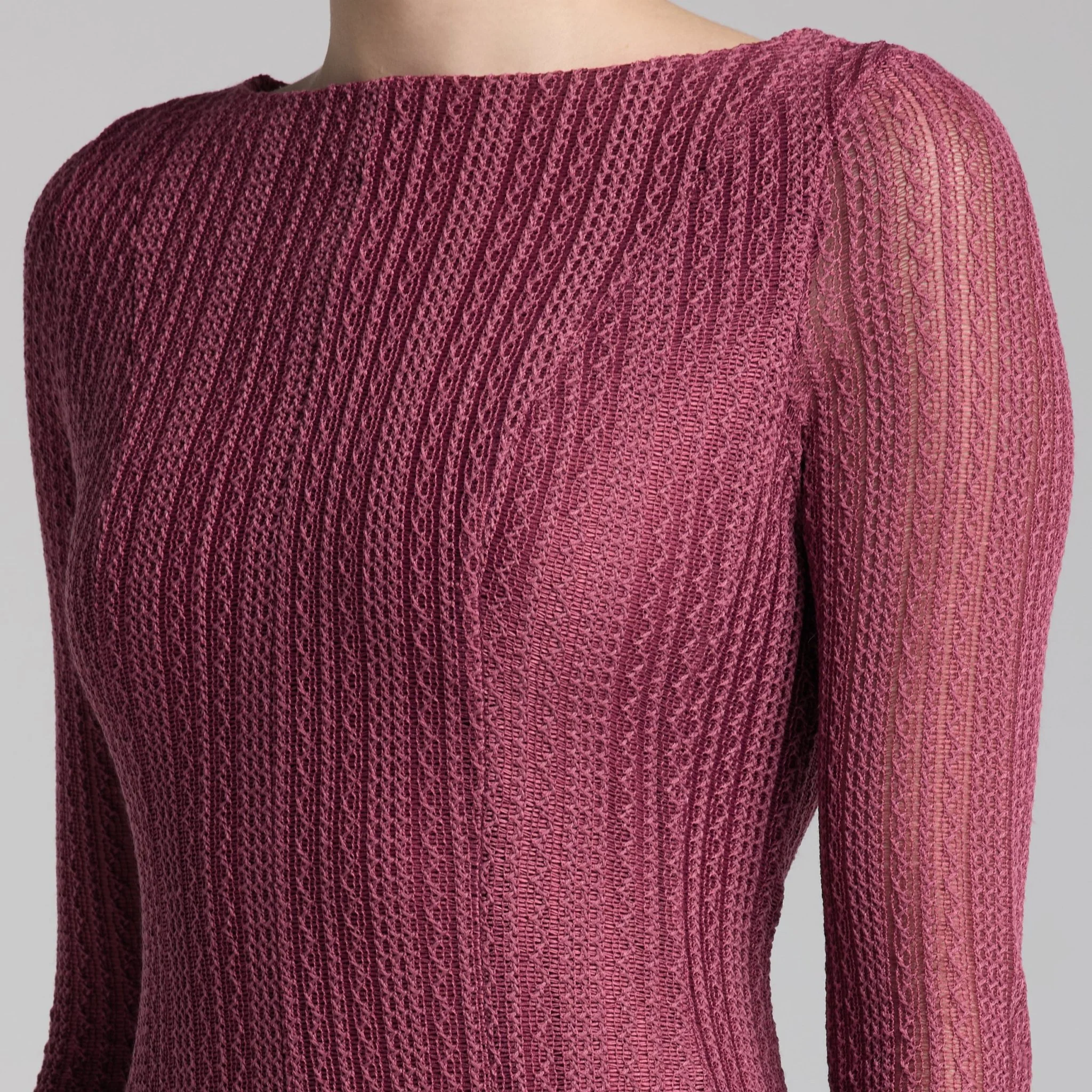 Purple Long Sleeves Godet Maxi Dress - Image 3