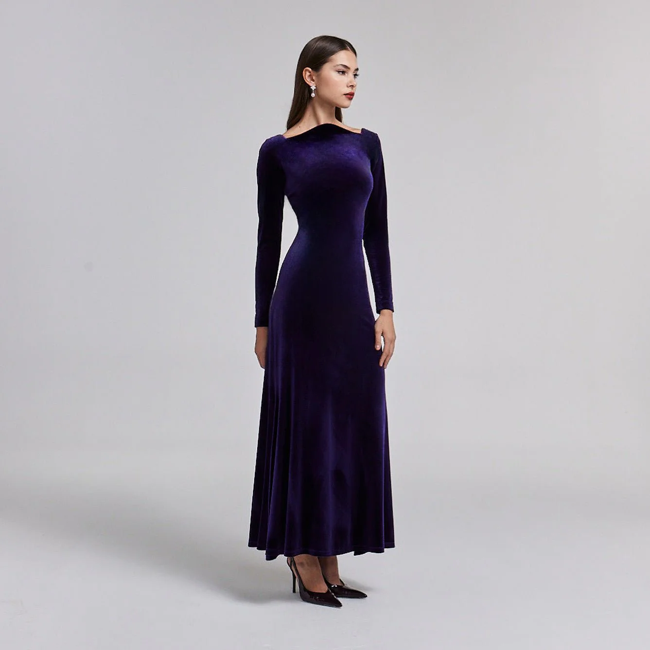 Purple Velvet Bodycon Maxi Dress - Image 2