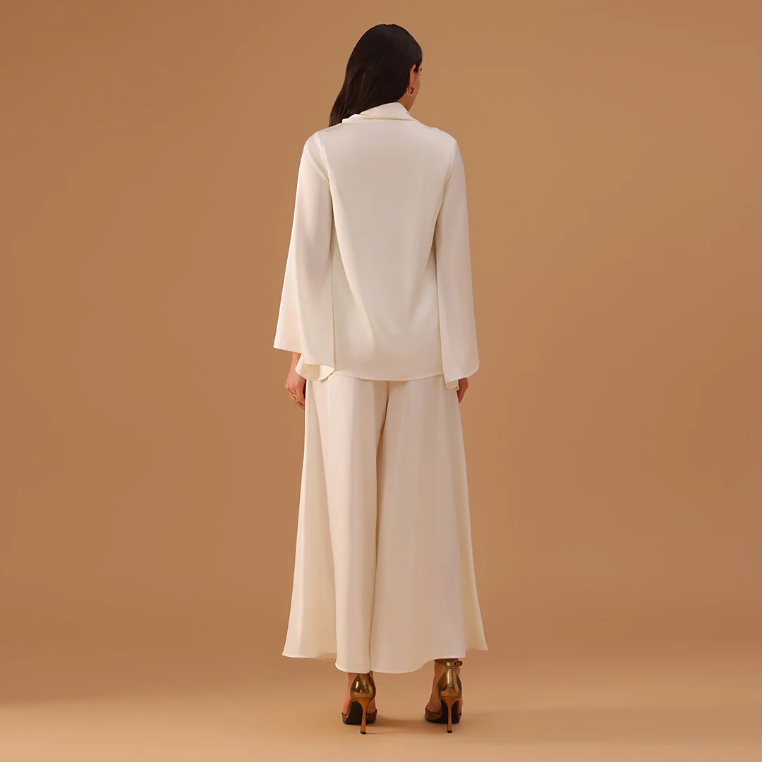 Relaxed-Fit Long-Sleeve Top in Ivory - Image 4
