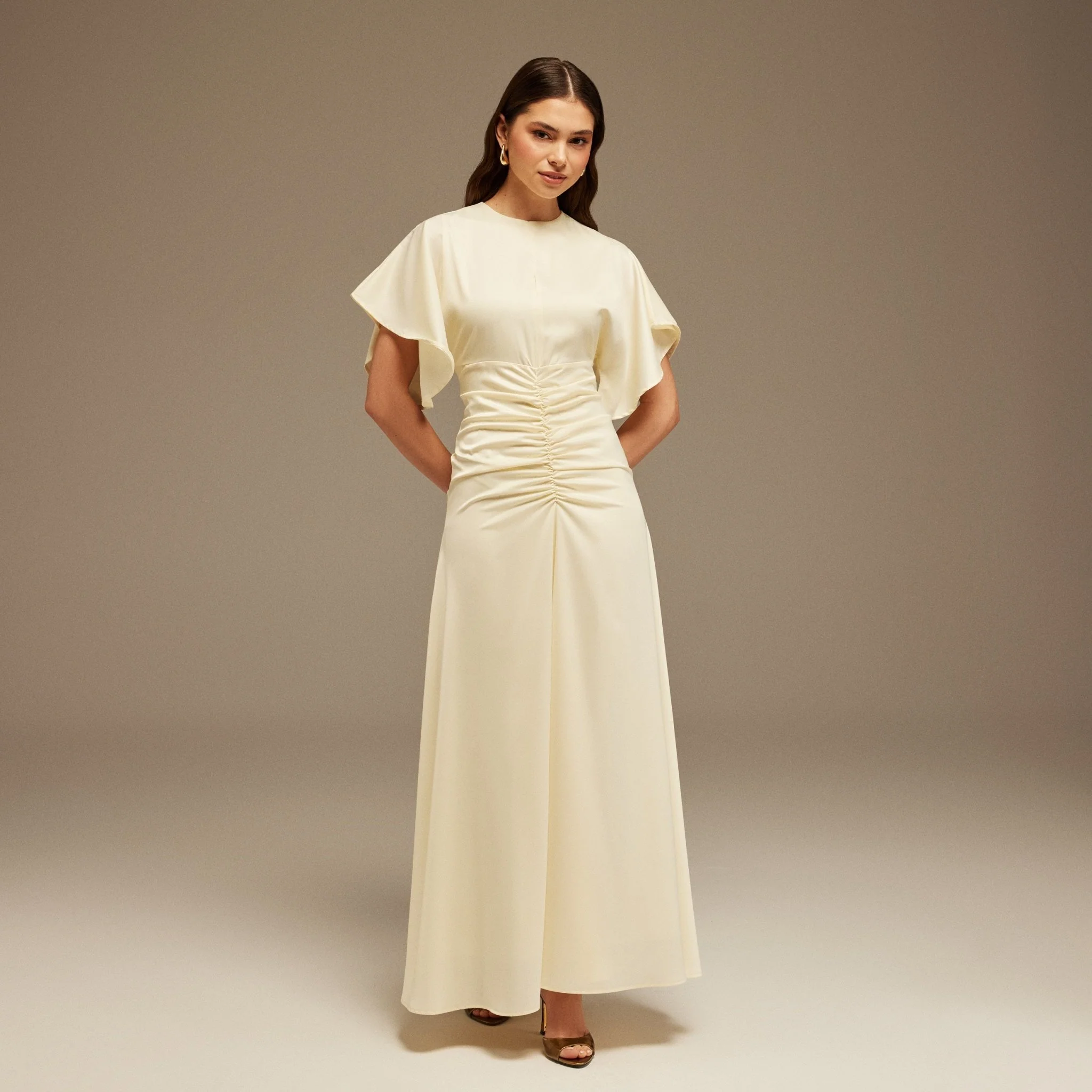Satin Maxi Dress with Ruched Details - Image 2