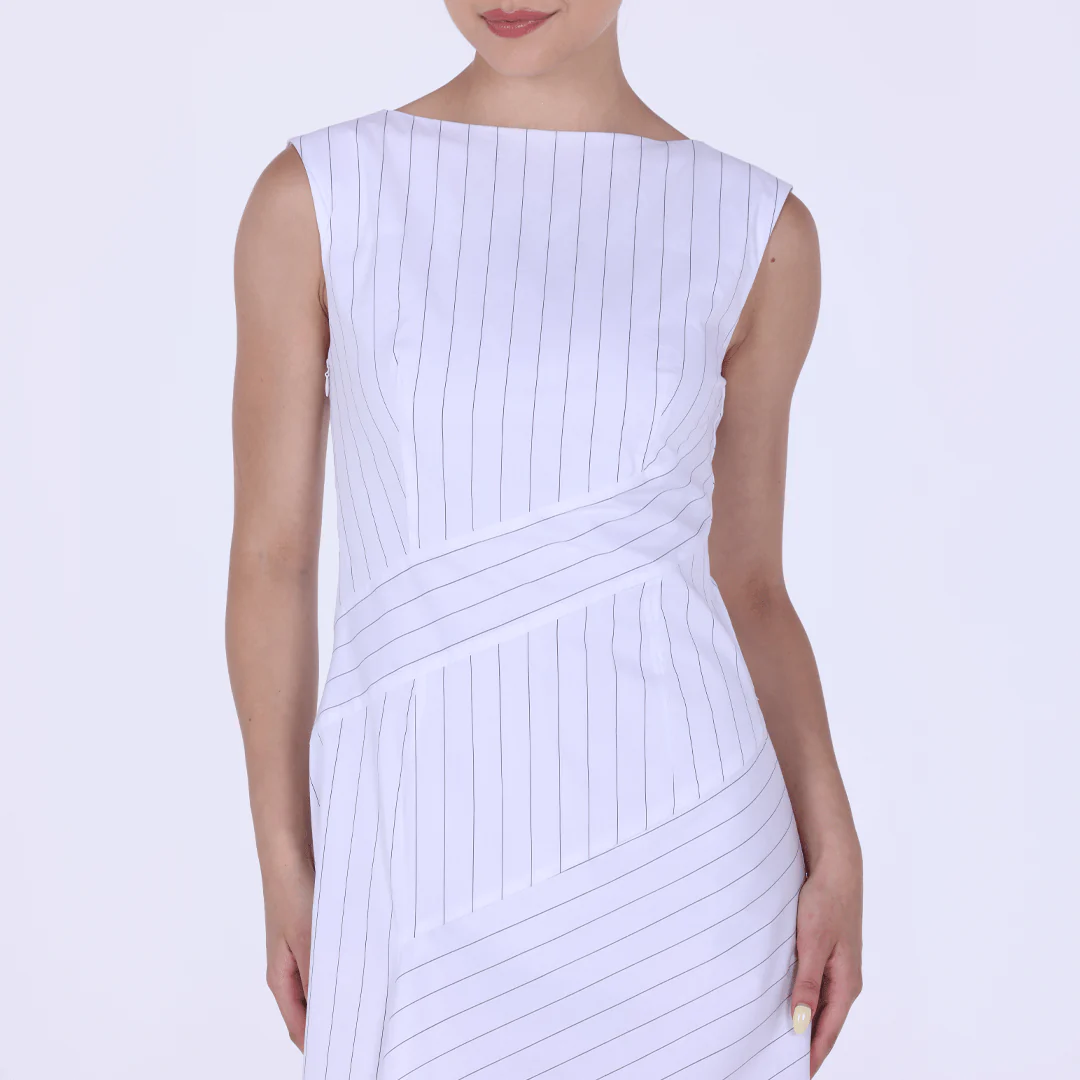 White Sleeveless Cotton Blended dress - Image 2