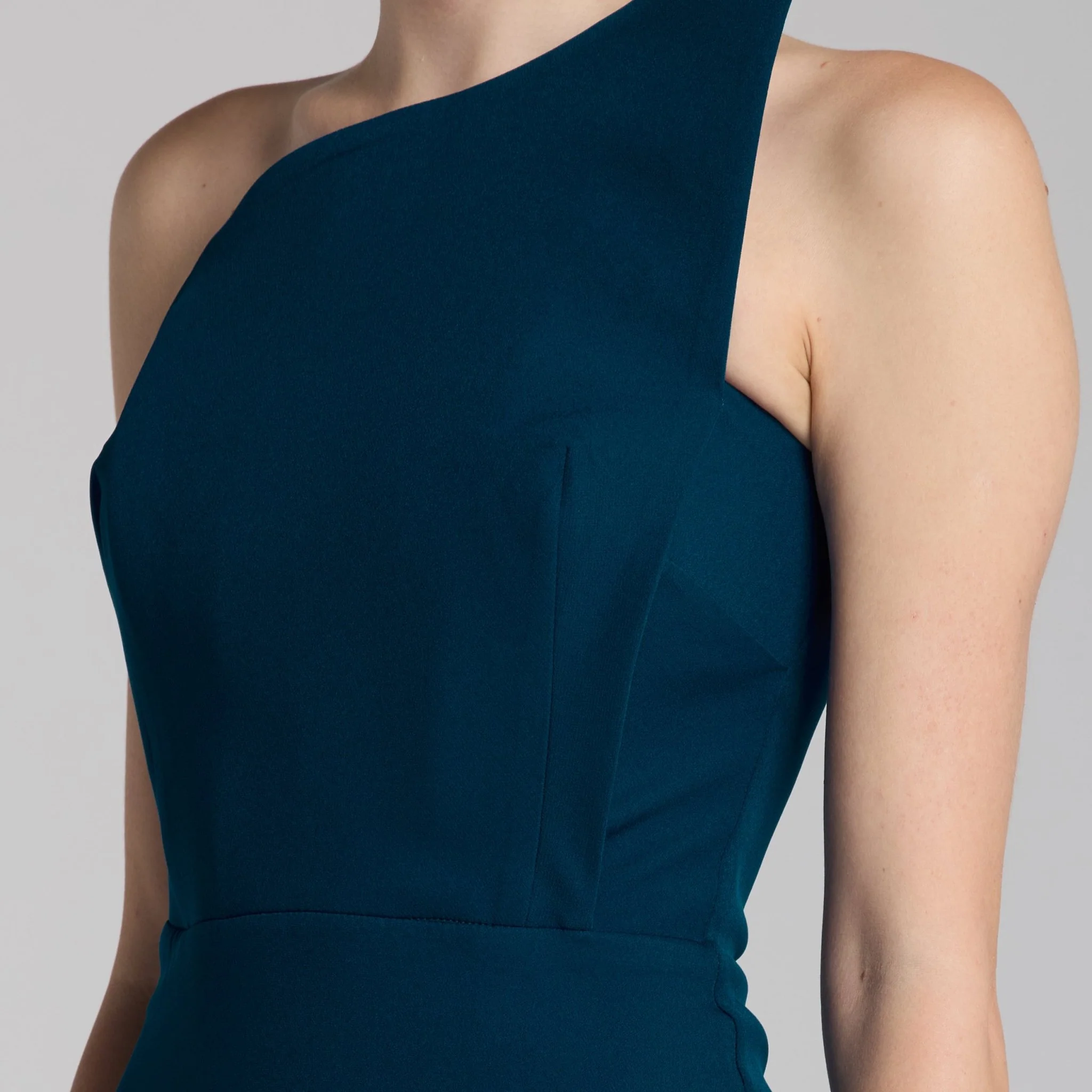 Blue Strapless Mermaid Crepe Maxi Dress - Image 3