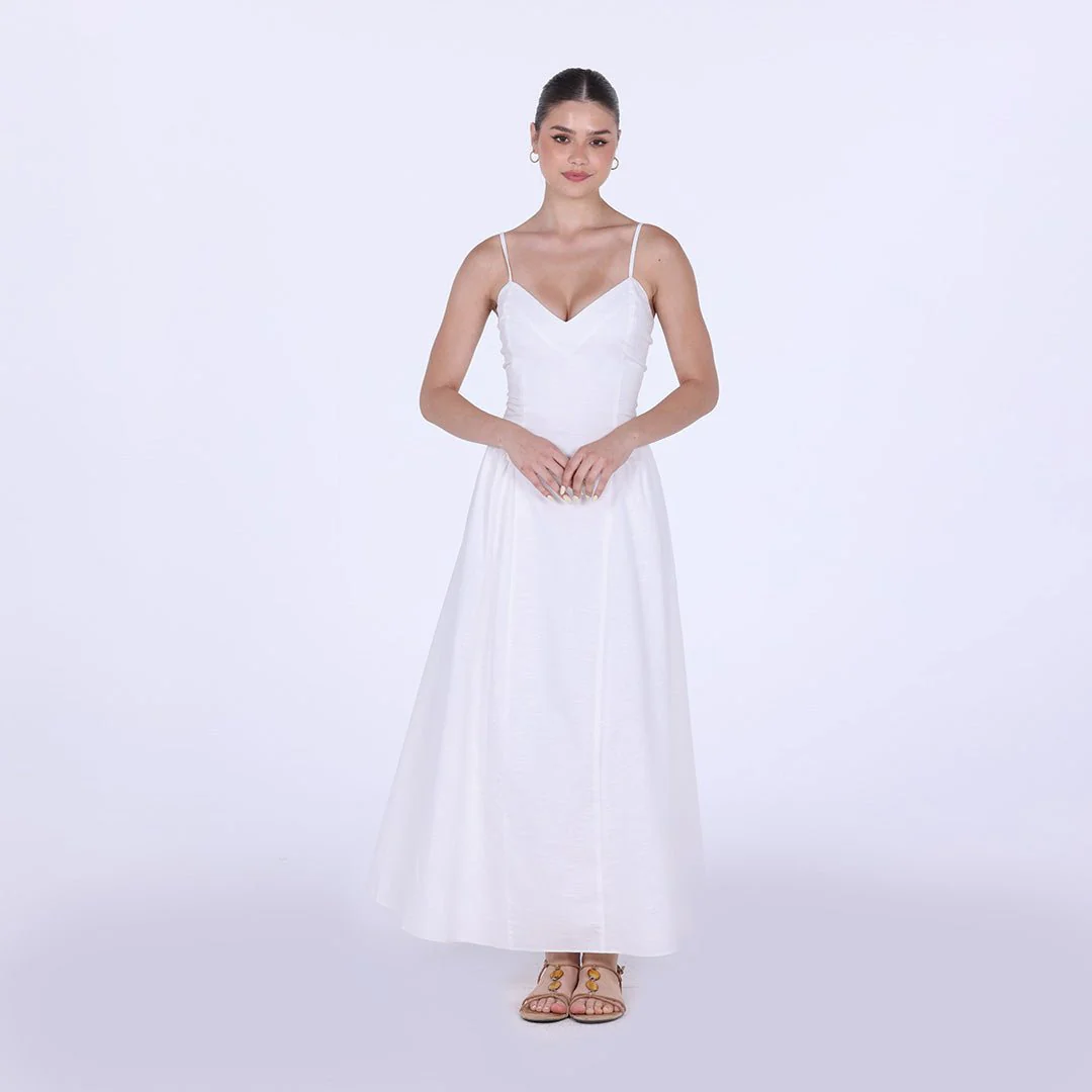V-neckline Spaghetti Straps Midi Dress - Image 5