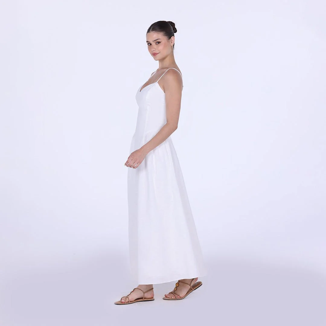 V-neckline Spaghetti Straps Midi Dress - Image 6