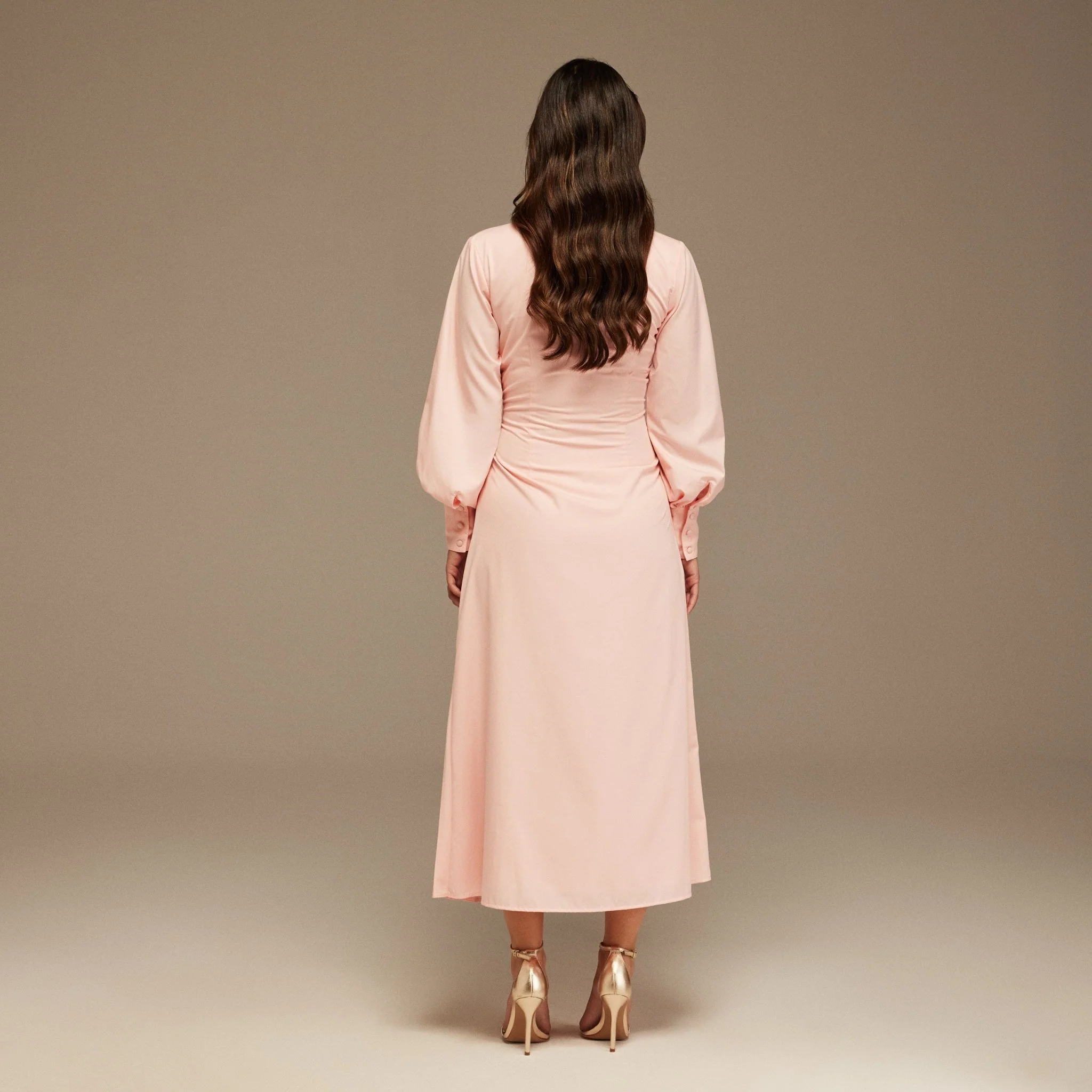 Pink Warped Dress Poplin With Pleats - Image 4