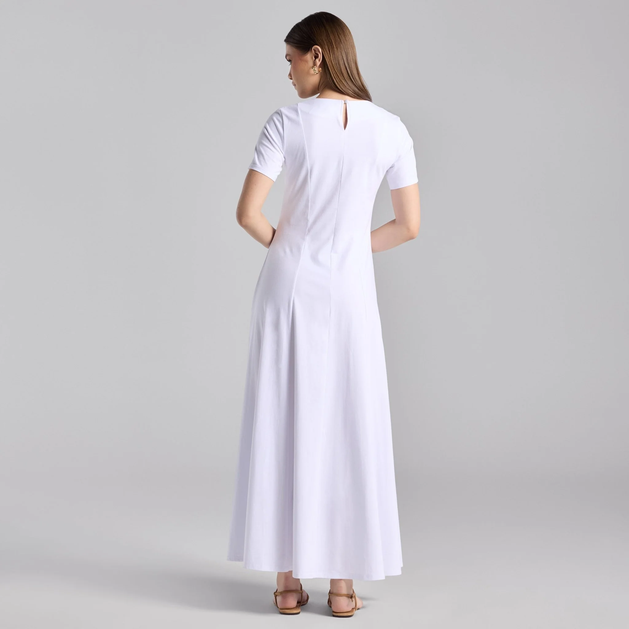 White Cotton Blend Under Abaya Dress - Image 4