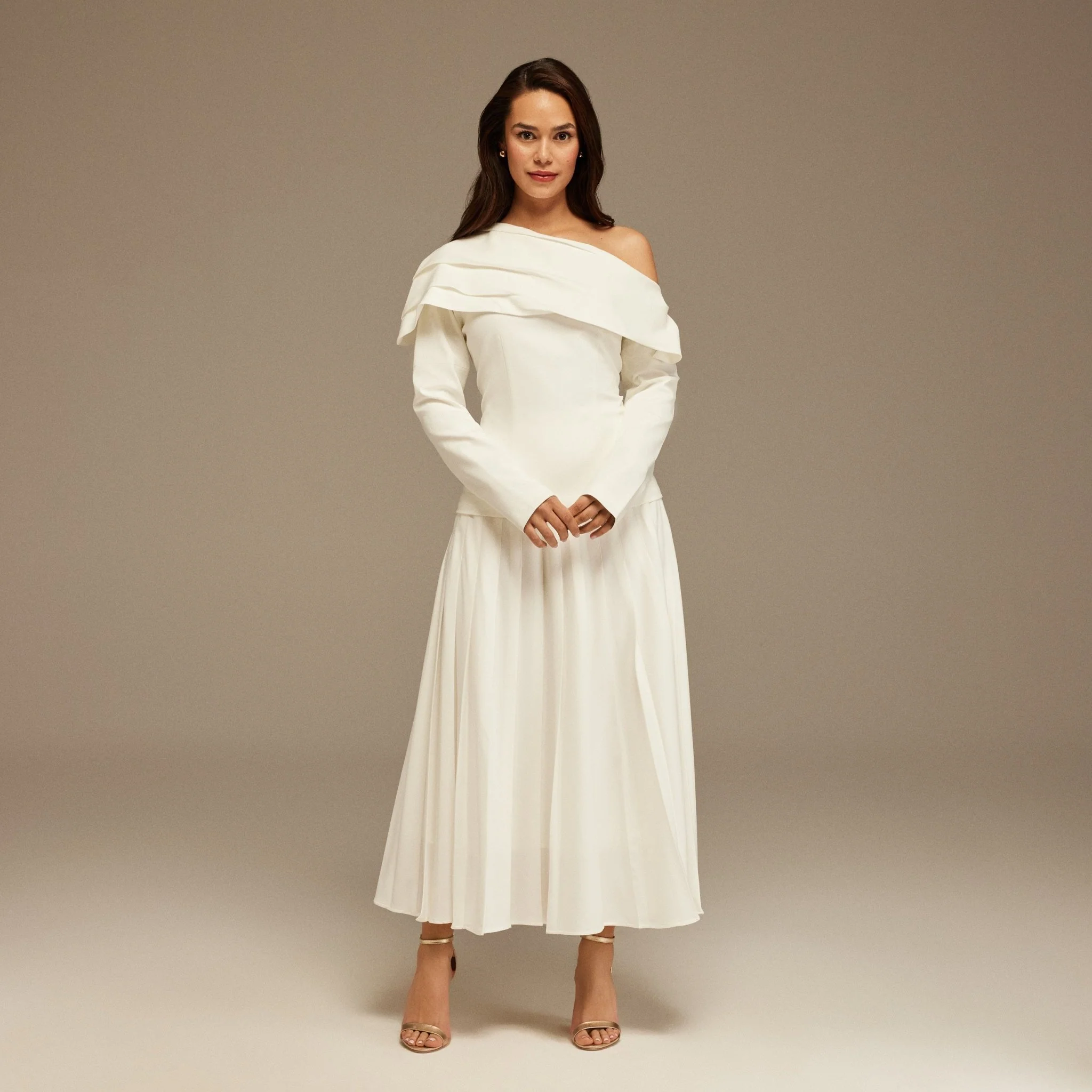 White Dropped Shoulder Long Sleeve Top - Image 3